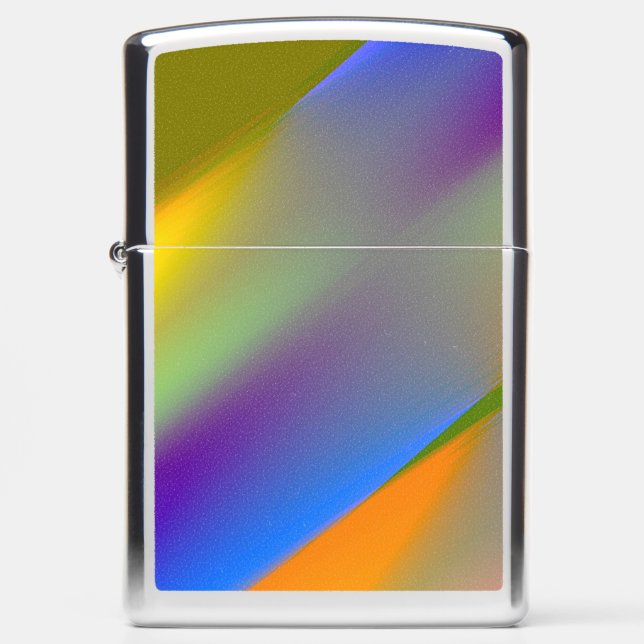 Blue red yellow green abstract pattern orangpurple zippo lighter (Front)