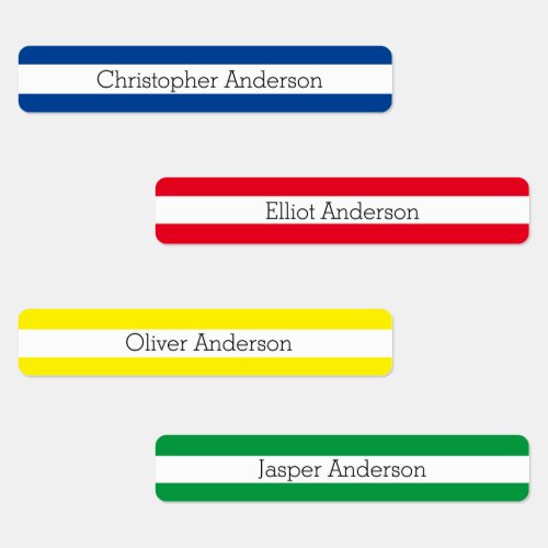 Blue Red Yellow Green Kids Labels