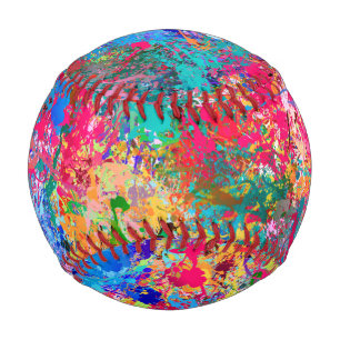 Blue Red Yellow Green Pink Teal Splash Abstraction Baseball