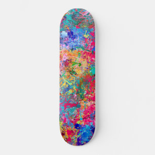 Blue Red Yellow Green Pink Teal Splash Abstraction Skateboard