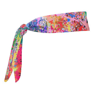 Blue Red Yellow Green Pink Teal Splash Abstraction Tie Headband