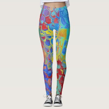 Blue  Red  Yellow  Green  Purple Abstract Leggings by artinphotography at Zazzle