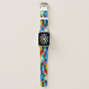 Blue Red Yellow Green Watercolor Abstraction Apple Watch Band