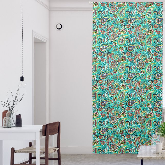 Blue Red Yellow Paisley  Blackout Curtains (Living Room)