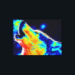 Blue Red Yellow Pop Art Wolf Wrapped Canvas Print<br><div class="desc">Pop Art Style Howling Wolf Portrait - Wild Animals Digital Artworks</div>