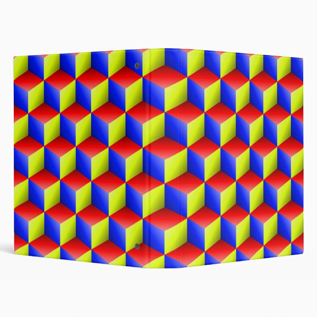 Blue Red Yellow Shaded 3D Look Cubes Binder (Background)