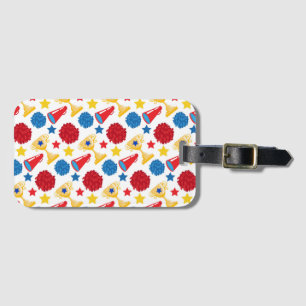 Blue Red Yellow Stars Cheerleader Megaphone Pom Luggage Tag