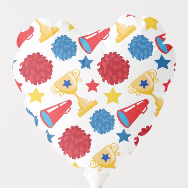 Blue Red Yellow Stars Cheerleader Pom Poms Balloon (Front)