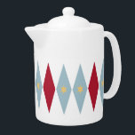 Blue Red Yellow Stars With Diamonds Retro MCM Teapot<br><div class="desc">This fabulous mid-century modern teapot features blue and red diamonds with cream colored stars.  It's a great way to add some fun to your kitchen!</div>