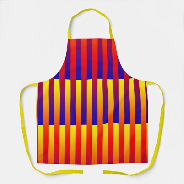 Blue Red Yellow Stripes Apron (Front)