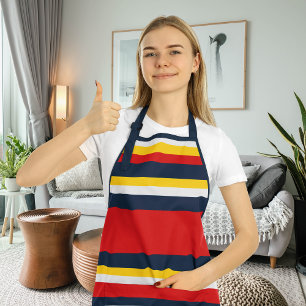 Blue Red Yellow Stripes Apron