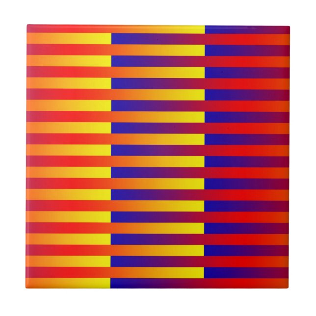 Blue Red Yellow Stripes Ceramic Tile (Front)