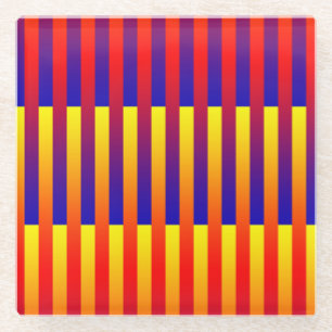 Blue Red Yellow Stripes Glass Coaster