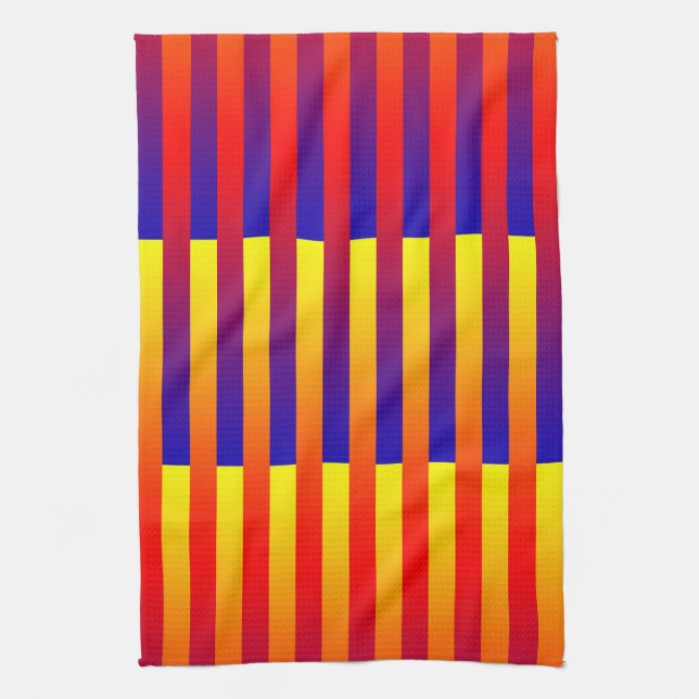 Blue Red Yellow Stripes Kitchen Towel (Vertical)