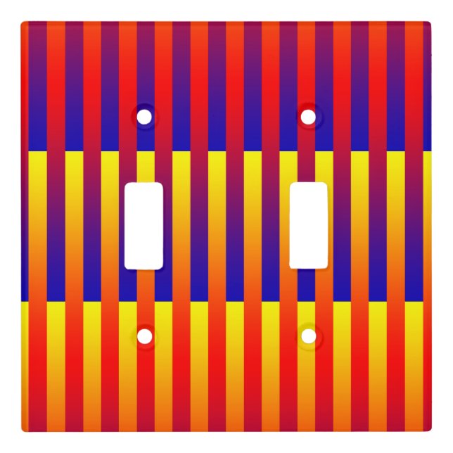 Blue Red Yellow Stripes Light Switch Cover (Front)