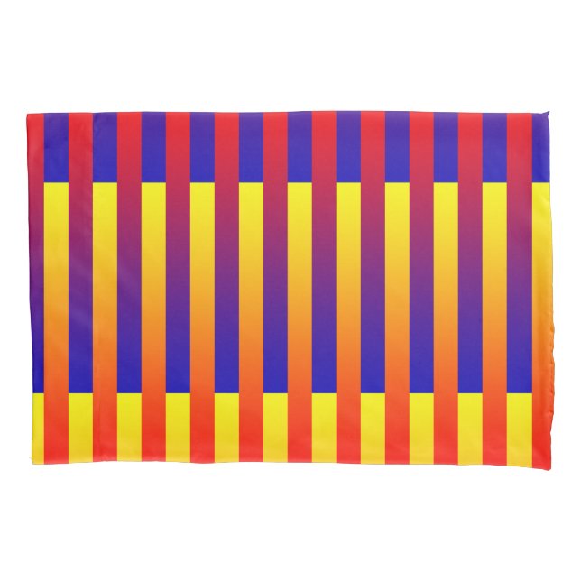 Blue Red Yellow Stripes Pillow Case (Front)