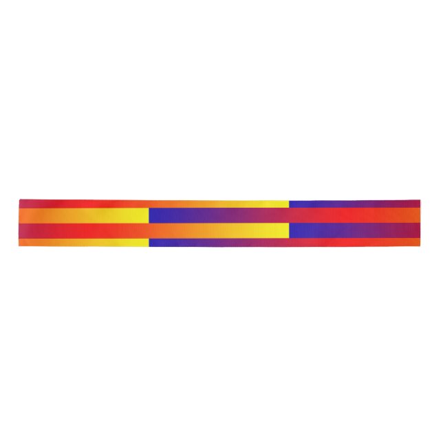 Blue Red Yellow Stripes Satin Ribbon (Front)
