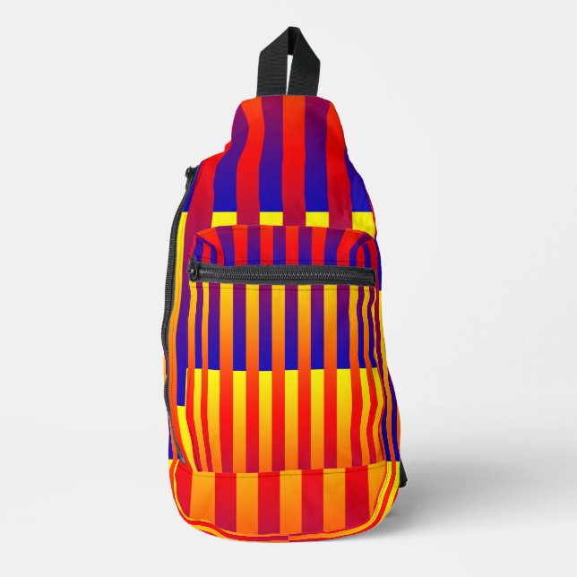 Blue Red Yellow Stripes Sling Bag (Front)