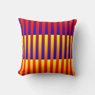Blue Red Yellow Stripes Throw Pillow