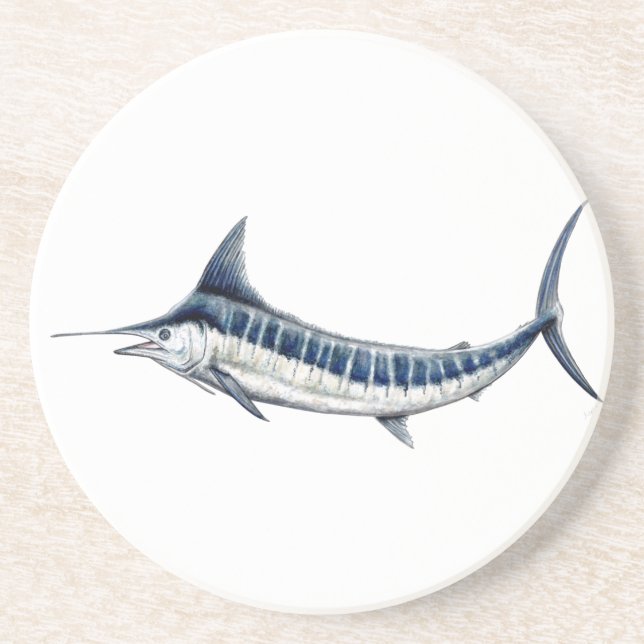 Blue-redbubble Marlin Coaster (Front)