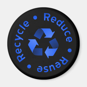 Blue Reduce, Reuse, Recycle Magnet