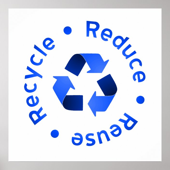 Blue Reduce Reuse Recycle Poster | Zazzle.com