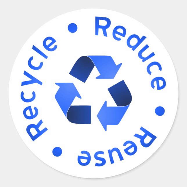 Blue Reduce Reuse Recycle Sticker (Front)