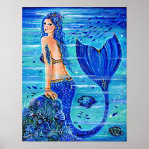 Blue Reef Mermaid poster by Renee Lavoie