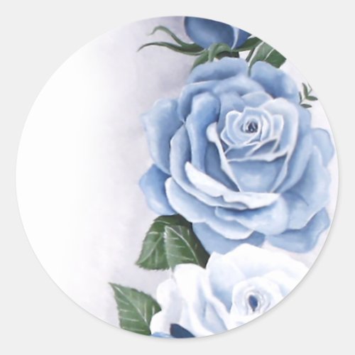 Blue Regency Bridgerton Rose Classic Round Sticker