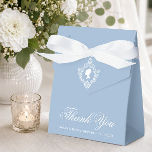 Blue Regency Lady in Crest Vintage Bridal Shower Favor Boxes