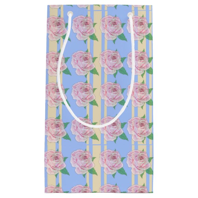 Blue Regency Roses Small Gift Bag (Front)