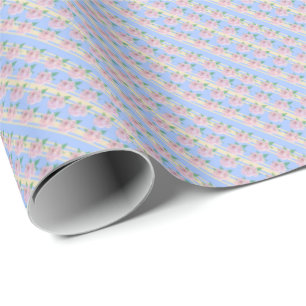 Blue Regency Roses Wrapping Paper