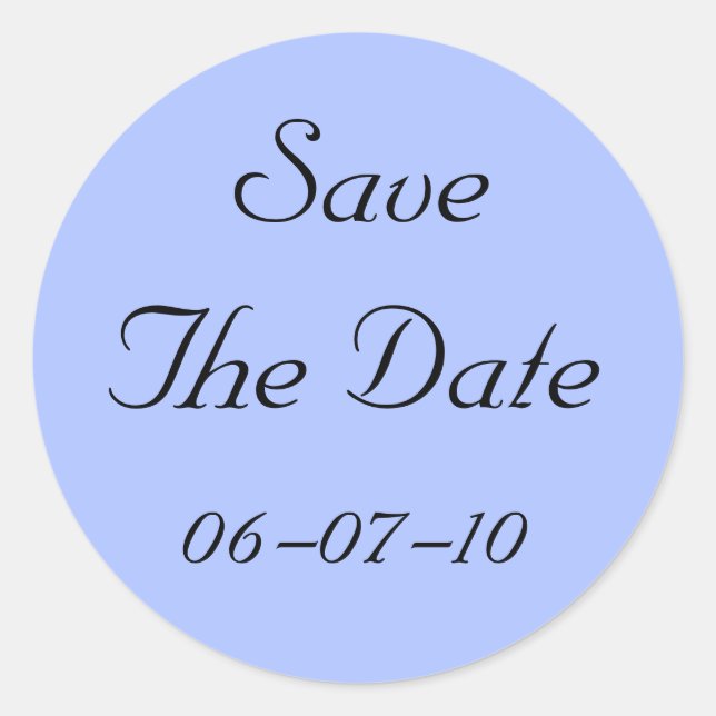 Blue Regency Save The Date Wedding Stickers (Front)