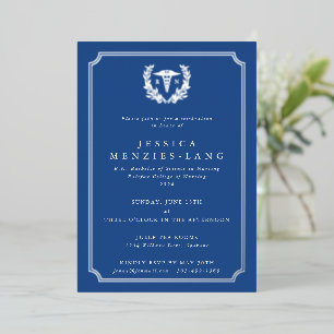 Blue Registered Nurse Caduceus+Laurel Wreath Foil Invitation