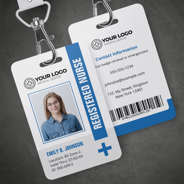 Blue Registered Nurse RN Photo & Barcode Badge (Creator Uploaded)