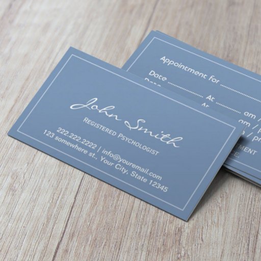 Customizable Blue Registered Psychologist Appointment Card Business Card Template