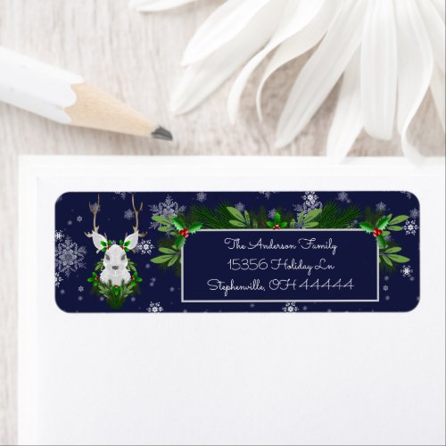 Blue Reindeer Address Labels