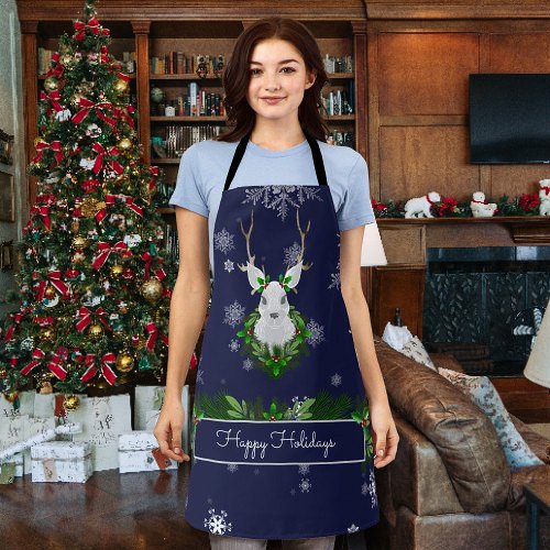 Blue Reindeer Apron