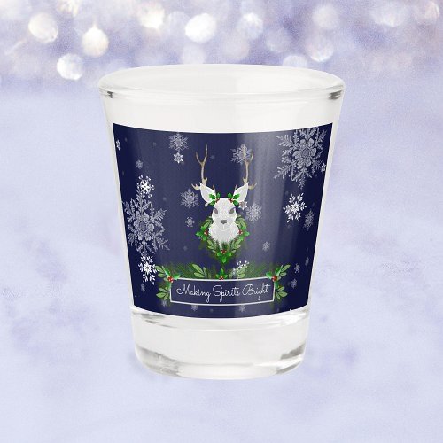 Blue Reindeer Christmas Shot glass