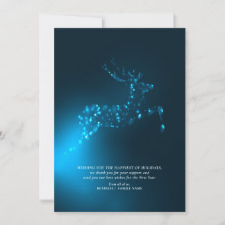 Blue Reindeer Elegant Business Corporate Christmas Holiday Card