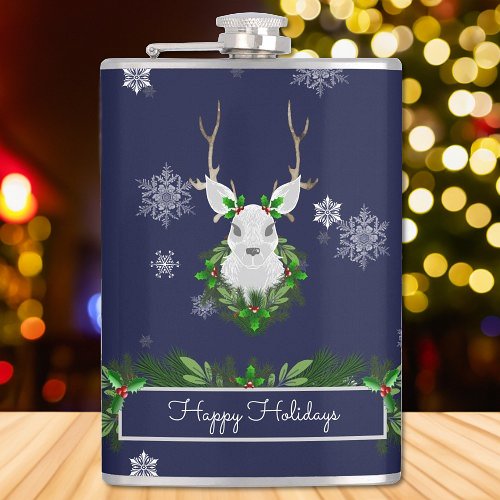 Blue Reindeer Flask