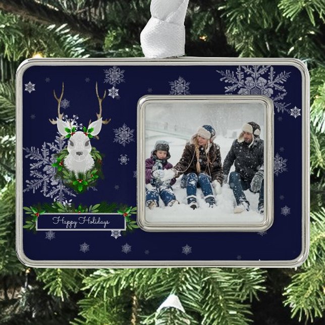 Blue Reindeer Framed Ornament (Blue Reindeer Framed Ornament)