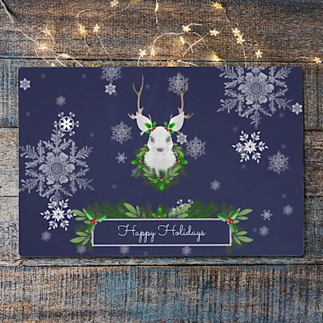 Blue Reindeer Laminated Placemat (Blue)