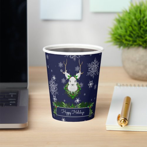 Blue Reindeer Paper Cup