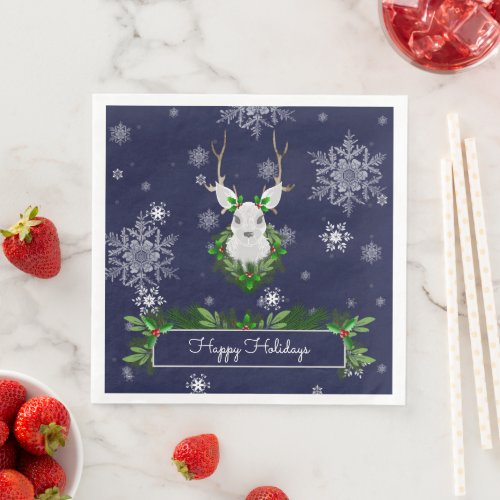 Blue Reindeer Paper Napkin