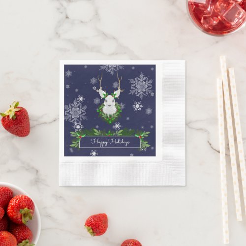 Blue Reindeer Paper Napkin