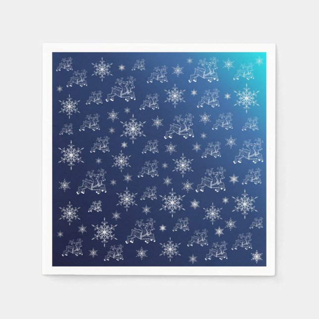 blue,reindeer, star, stars, snowflake, christmas napkins (Front)