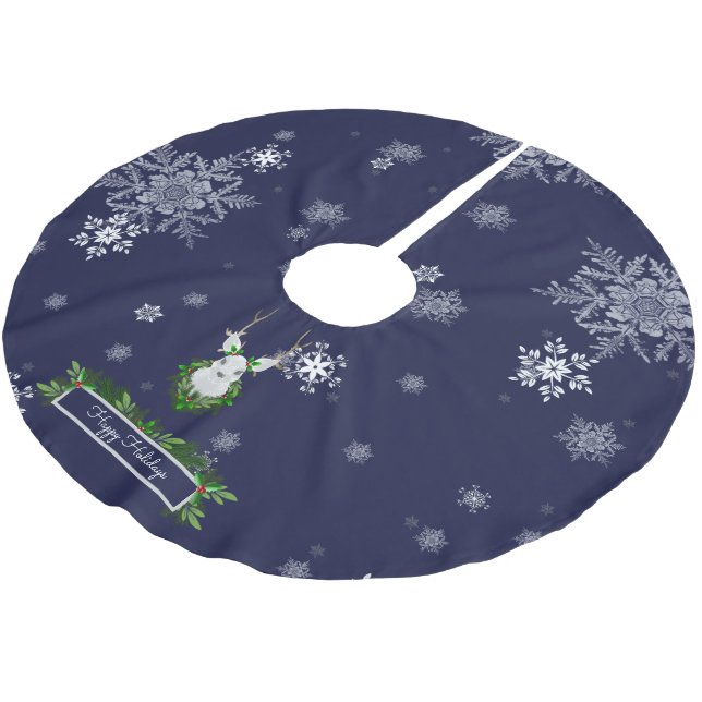 Blue Reindeer Tree Skirt (Angled)