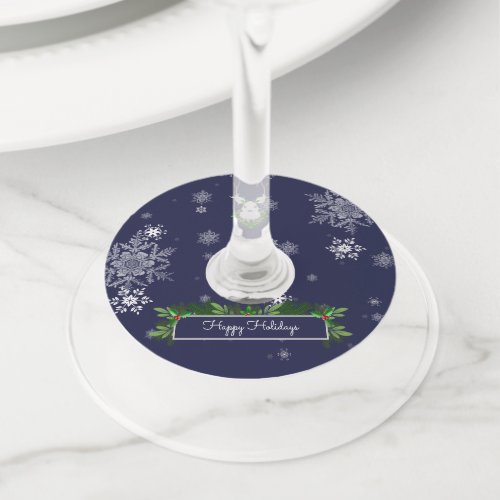 Blue Reindeer Wine Glass Tags