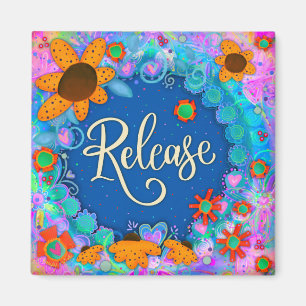 Blue Release Pretty Floral Modern Inspirivity Magnet